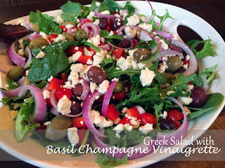 Greek Salad with Basil Champagne Vinaigrette